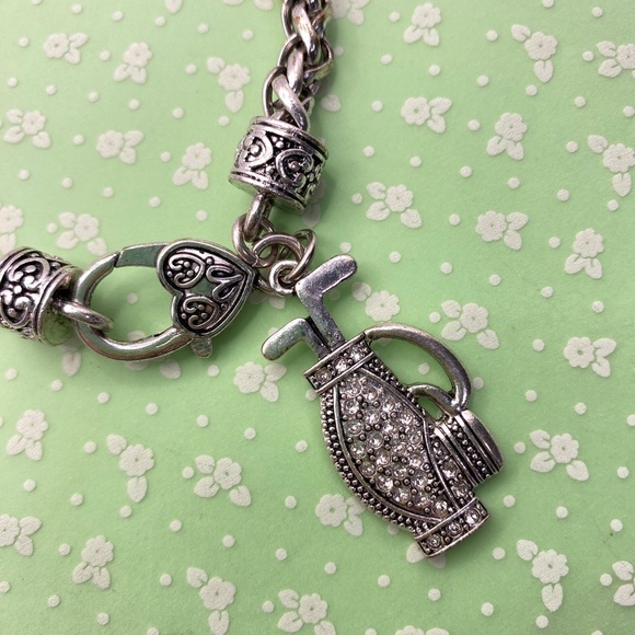 Rope Chain Chunky Golf Bag Rhinestones Bracelet - Picture 2 of 8